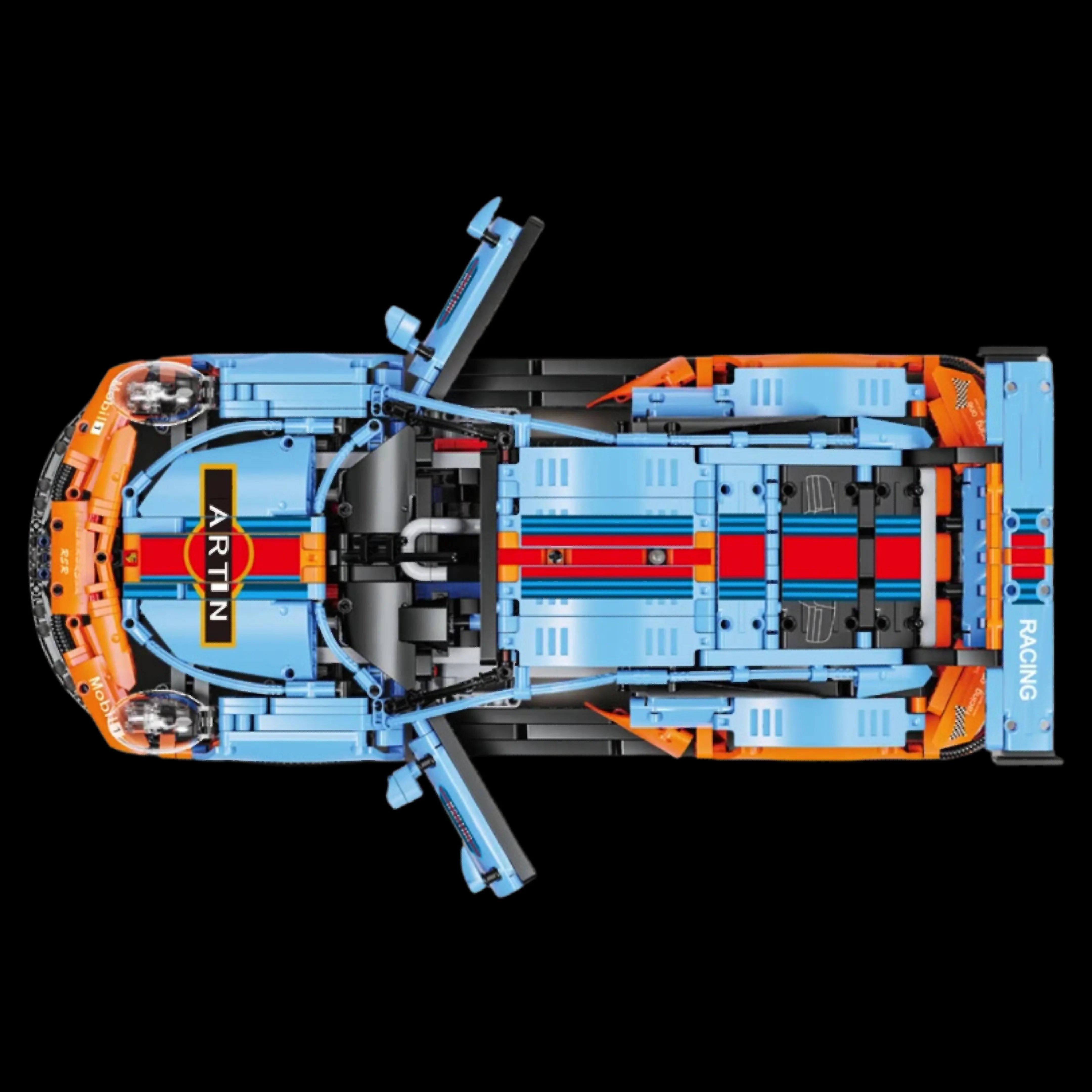 911 RSR Blau-Orange Modellbausatz (1580 Teile)